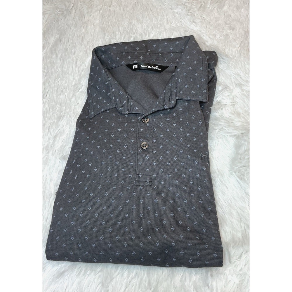 Travis Mathew Men's Large Dark Grey Short Sleeve Golf Preppy Shirt